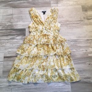 Floral H&M yellow ruffled dress sz 2